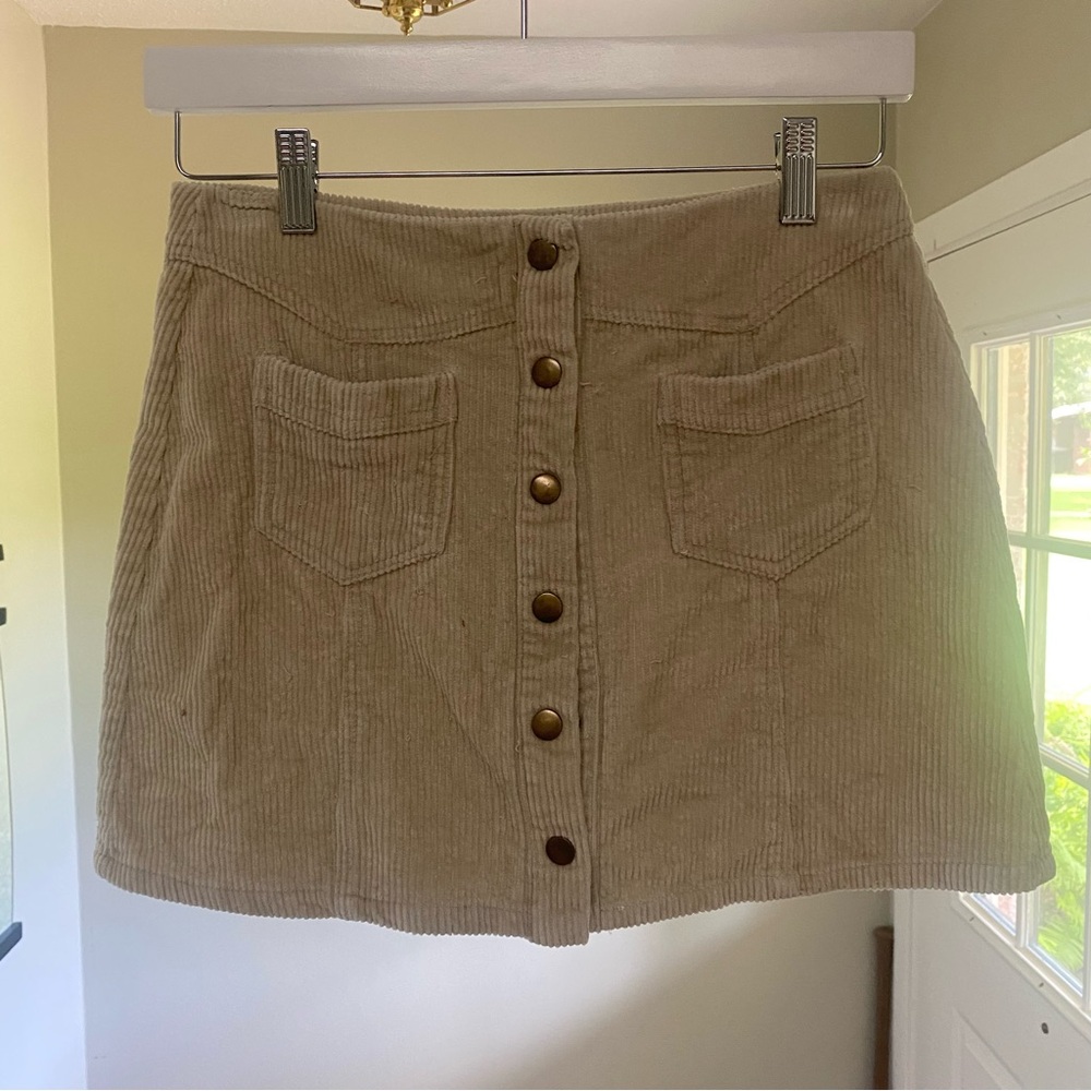 She + Sky Corduroy Cream Skirt- S